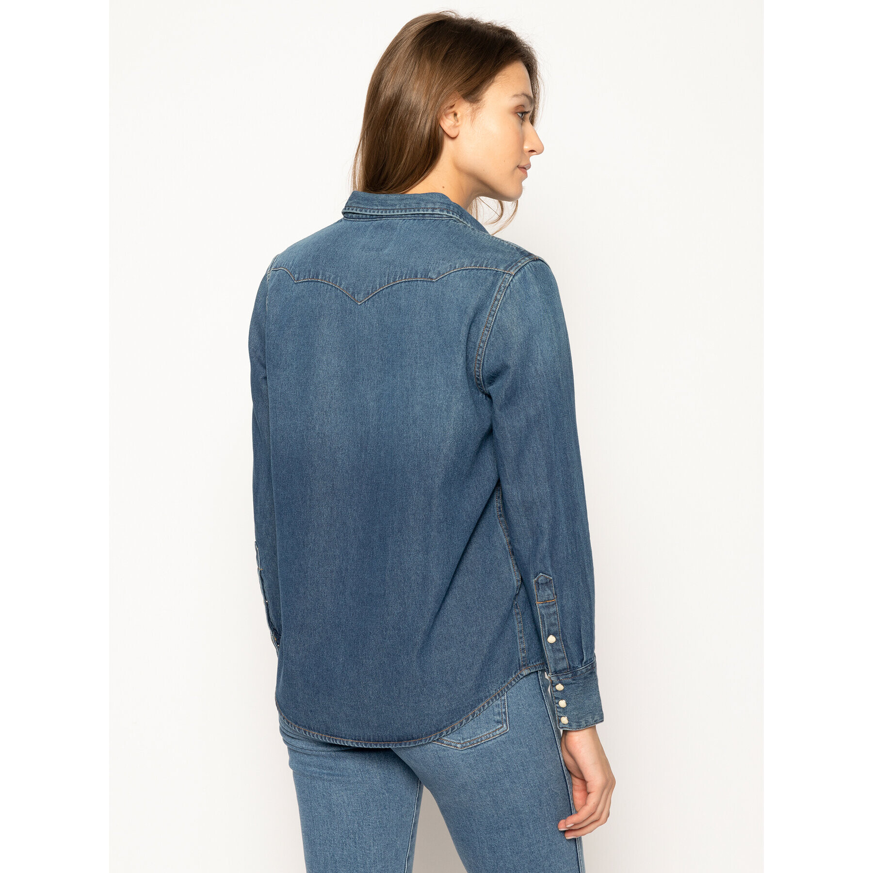 Wrangler cămașă de blugi 27WW W5WSLW924 Bleumarin Regular Fit - Pled.ro