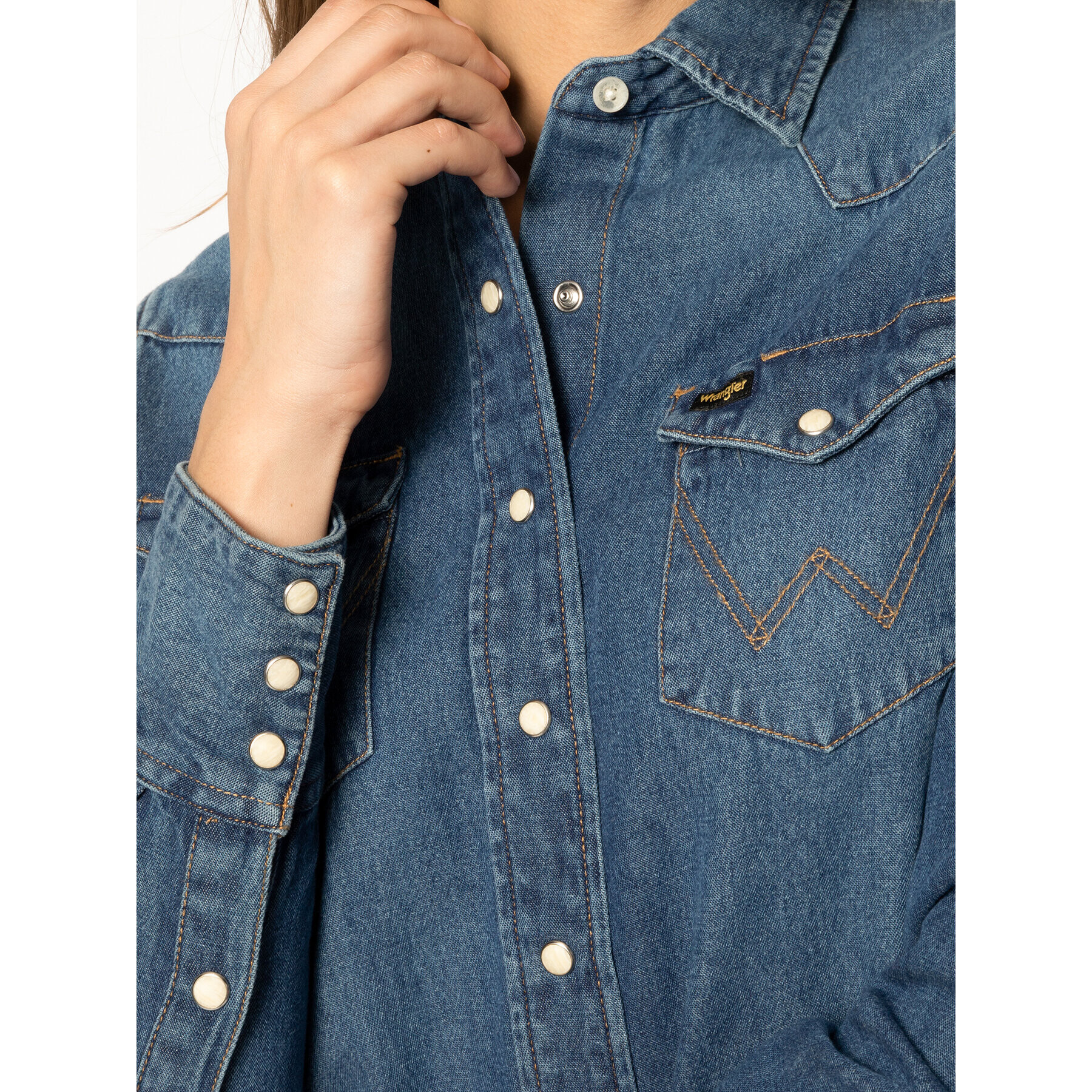 Wrangler cămașă de blugi 27WW W5WSLW924 Bleumarin Regular Fit - Pled.ro