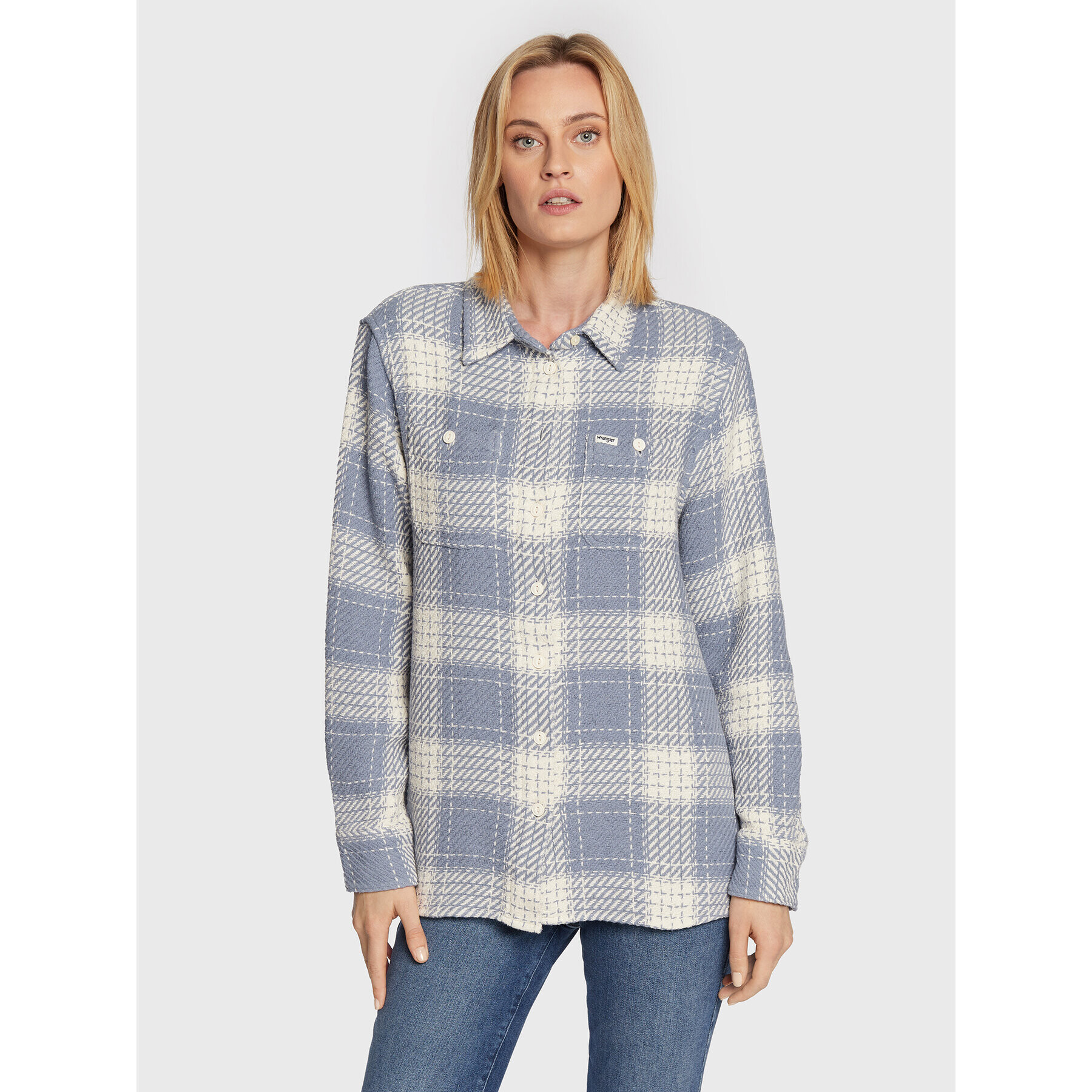 Wrangler Cămașă W5P4CUX4Q Albastru Relaxed Fit - Pled.ro