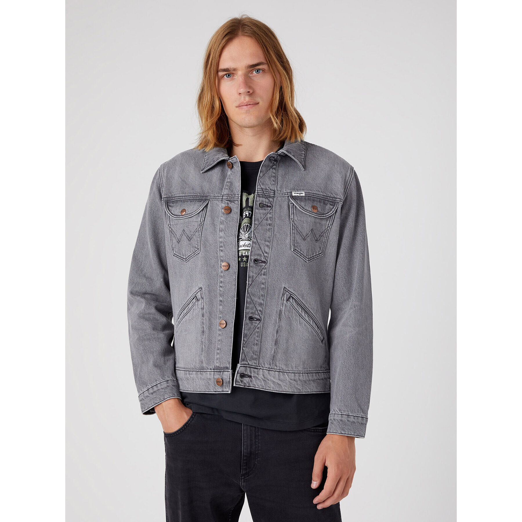 Wrangler Geacă de blugi Western W4MJEBY91 112330846 Gri Regular Fit - Pled.ro