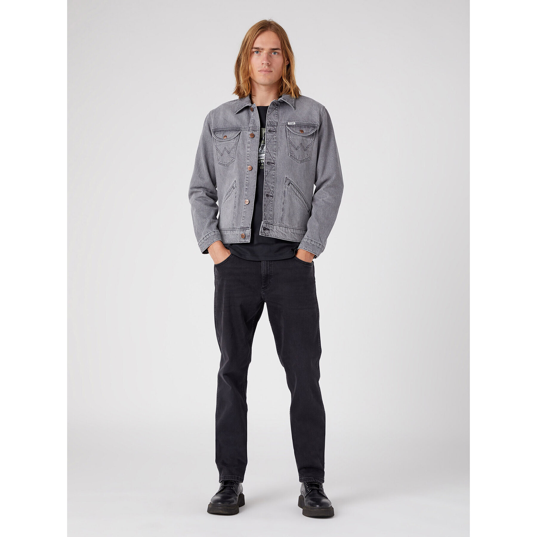 Wrangler Geacă de blugi Western W4MJEBY91 112330846 Gri Regular Fit - Pled.ro