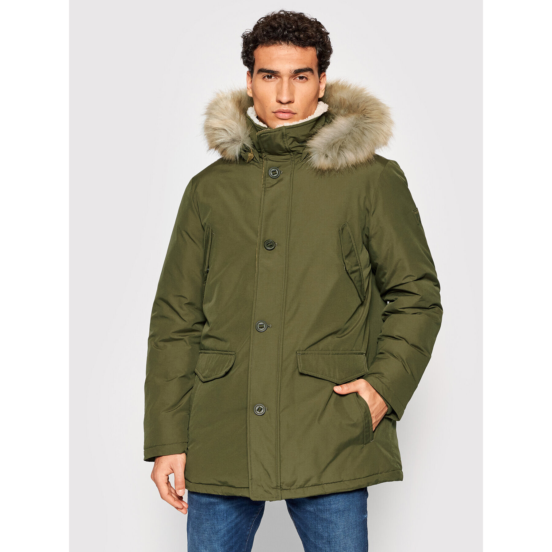 Wrangler Hanorac Parka W4D0WXXIX Verde Regular Fit - Pled.ro