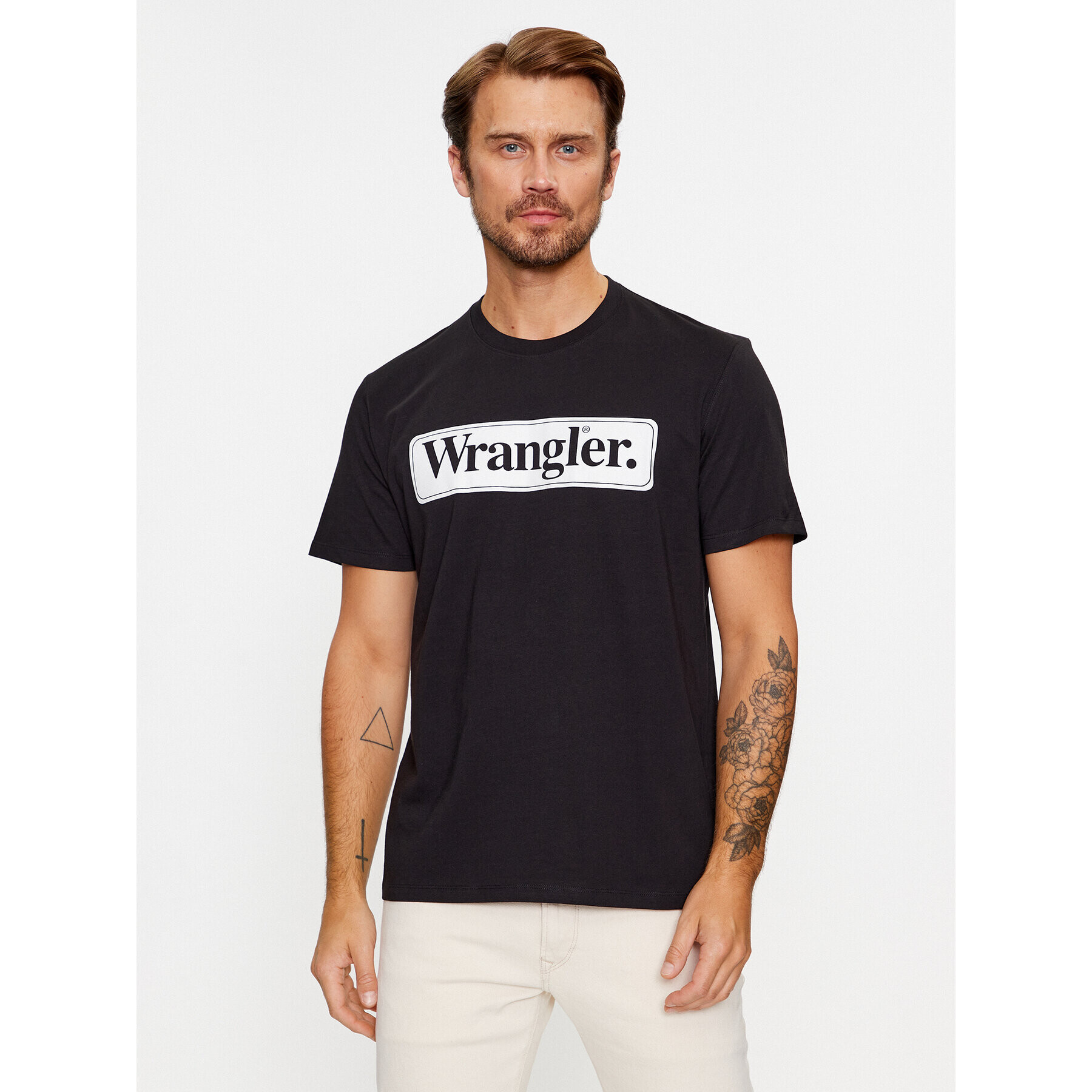 Wrangler Tricou 112341132 Negru Regular Fit - Pled.ro