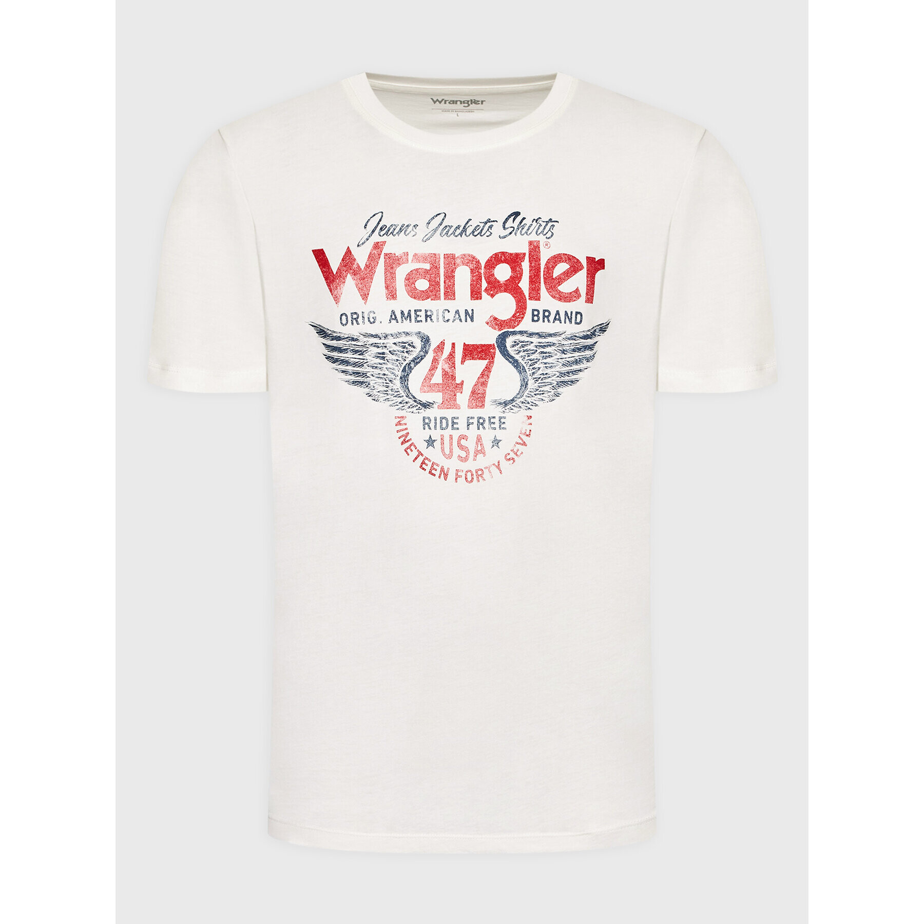 Wrangler Tricou Americana W70PD3W02 Alb Regular Fit - Pled.ro