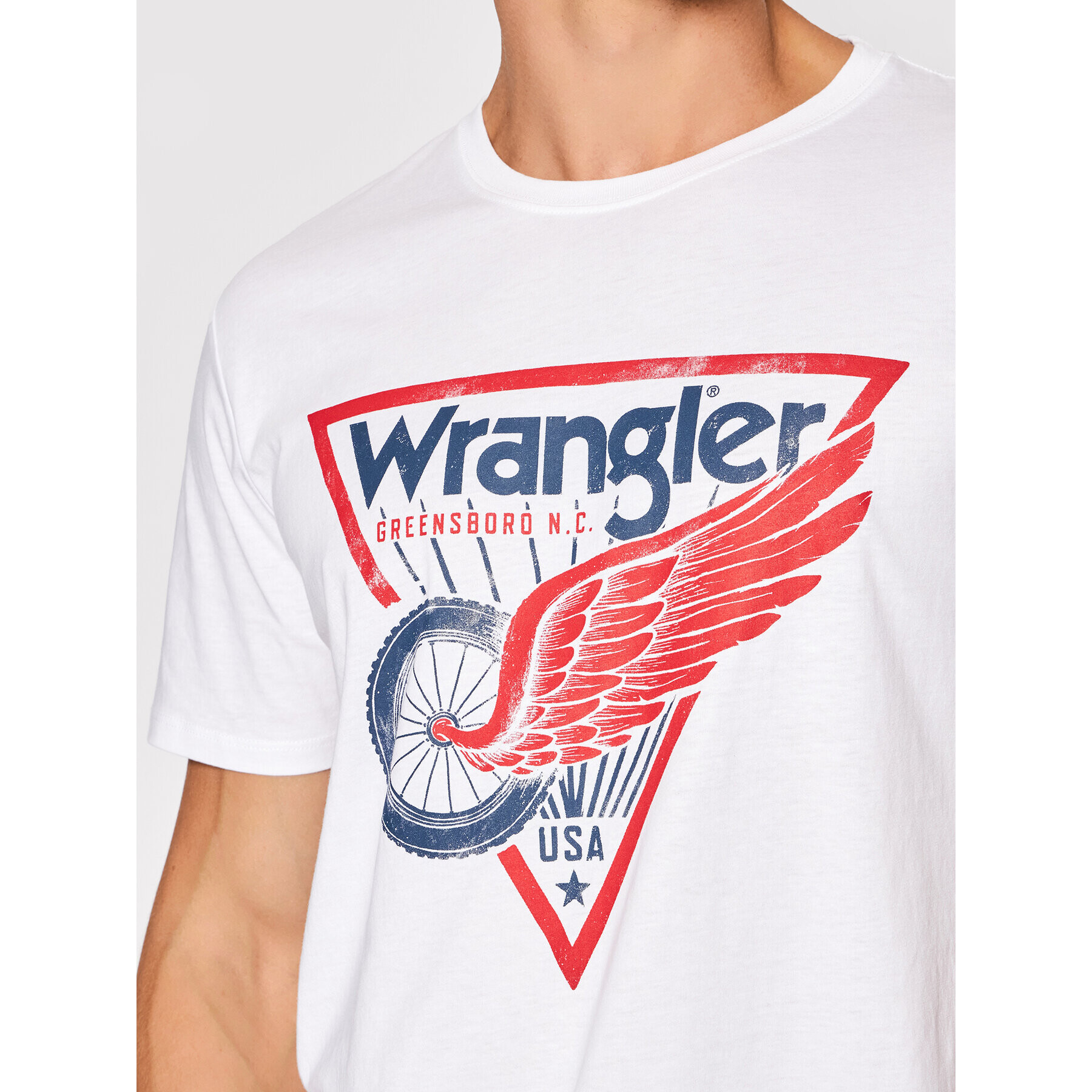 Wrangler Tricou Americana W7J6D3989 Alb Regular Fit - Pled.ro