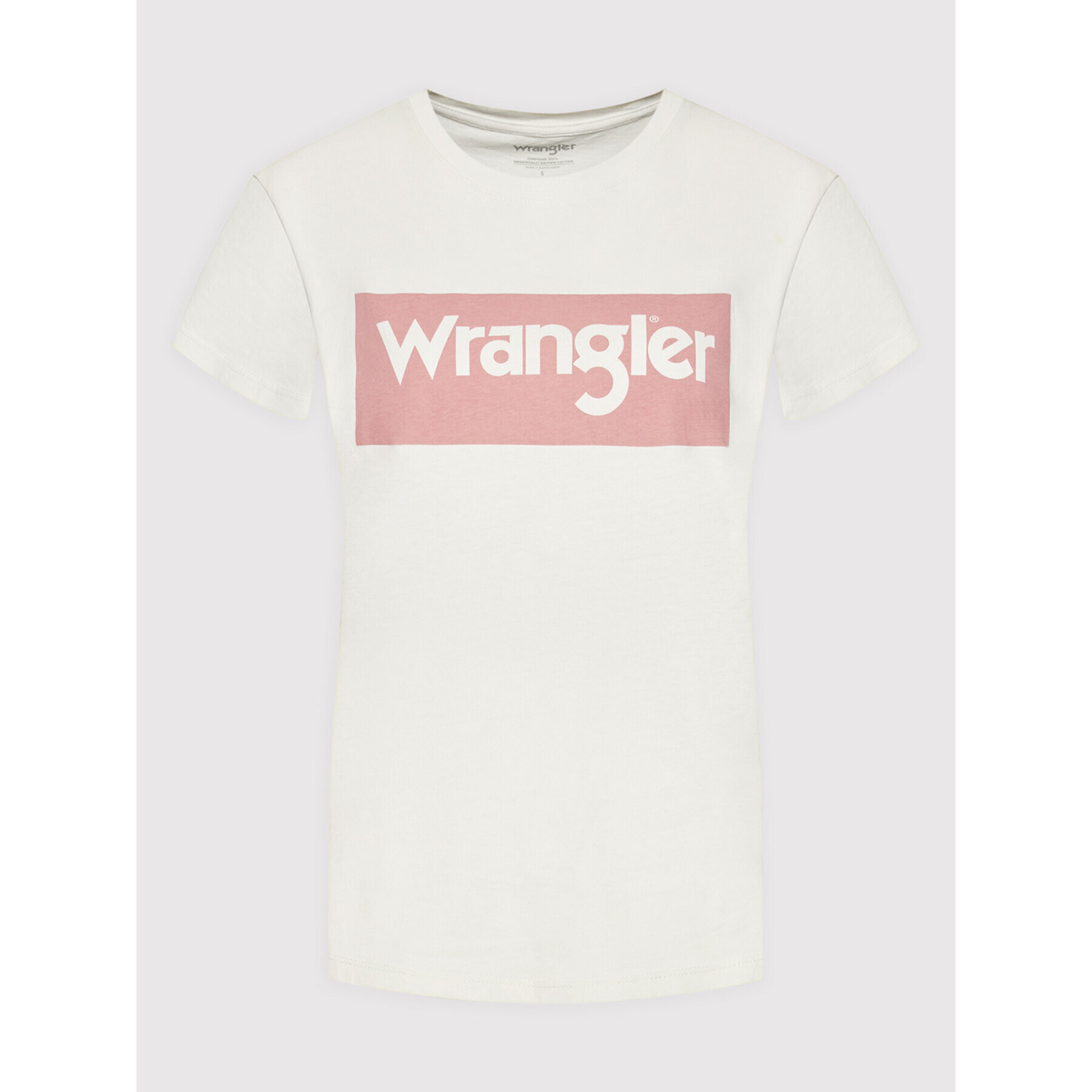 Wrangler Tricou Box Logo W7P3D3C11 Bej Regular Fit - Pled.ro