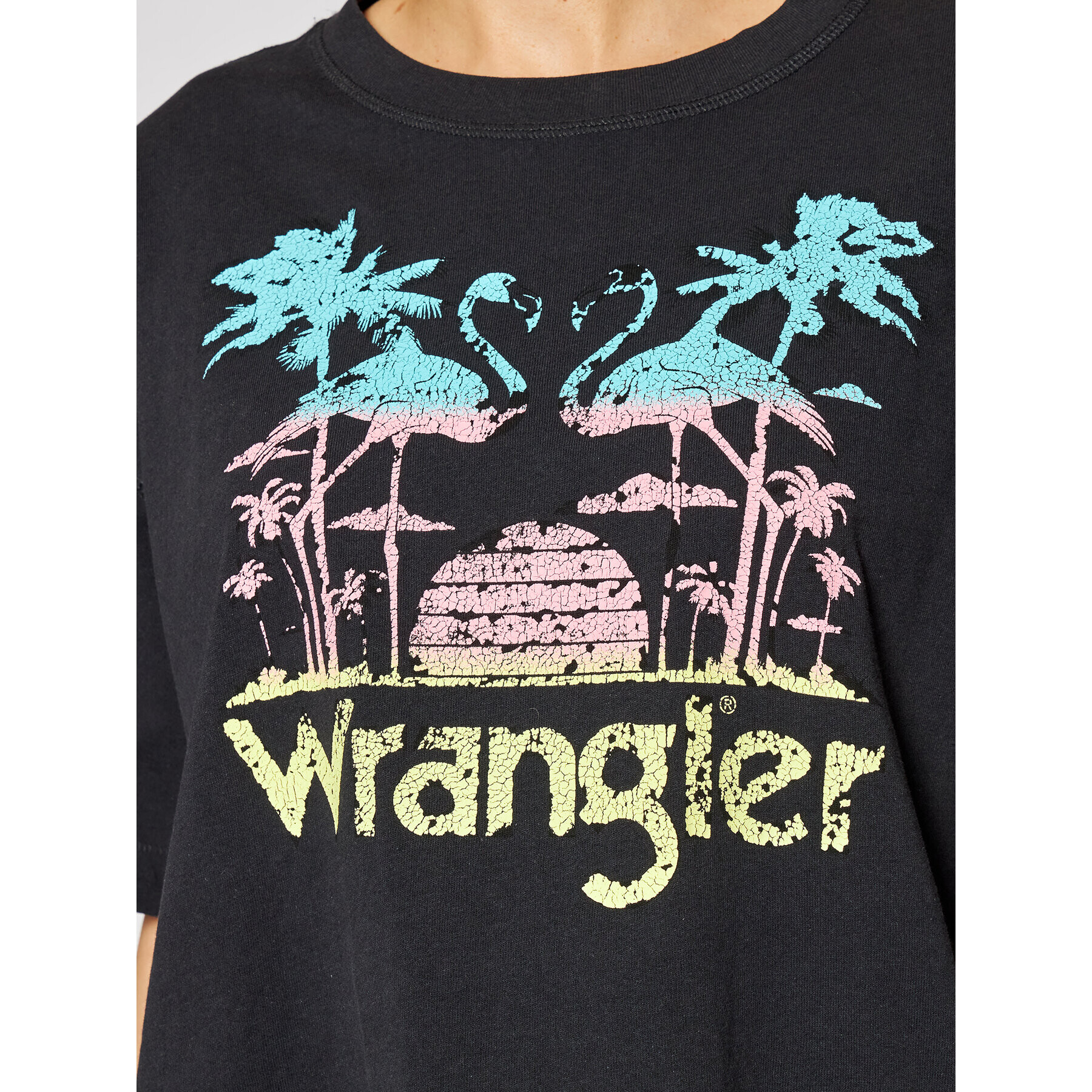 Wrangler Tricou Boxy W7S2GFXV6 Gri Relaxed Fit - Pled.ro