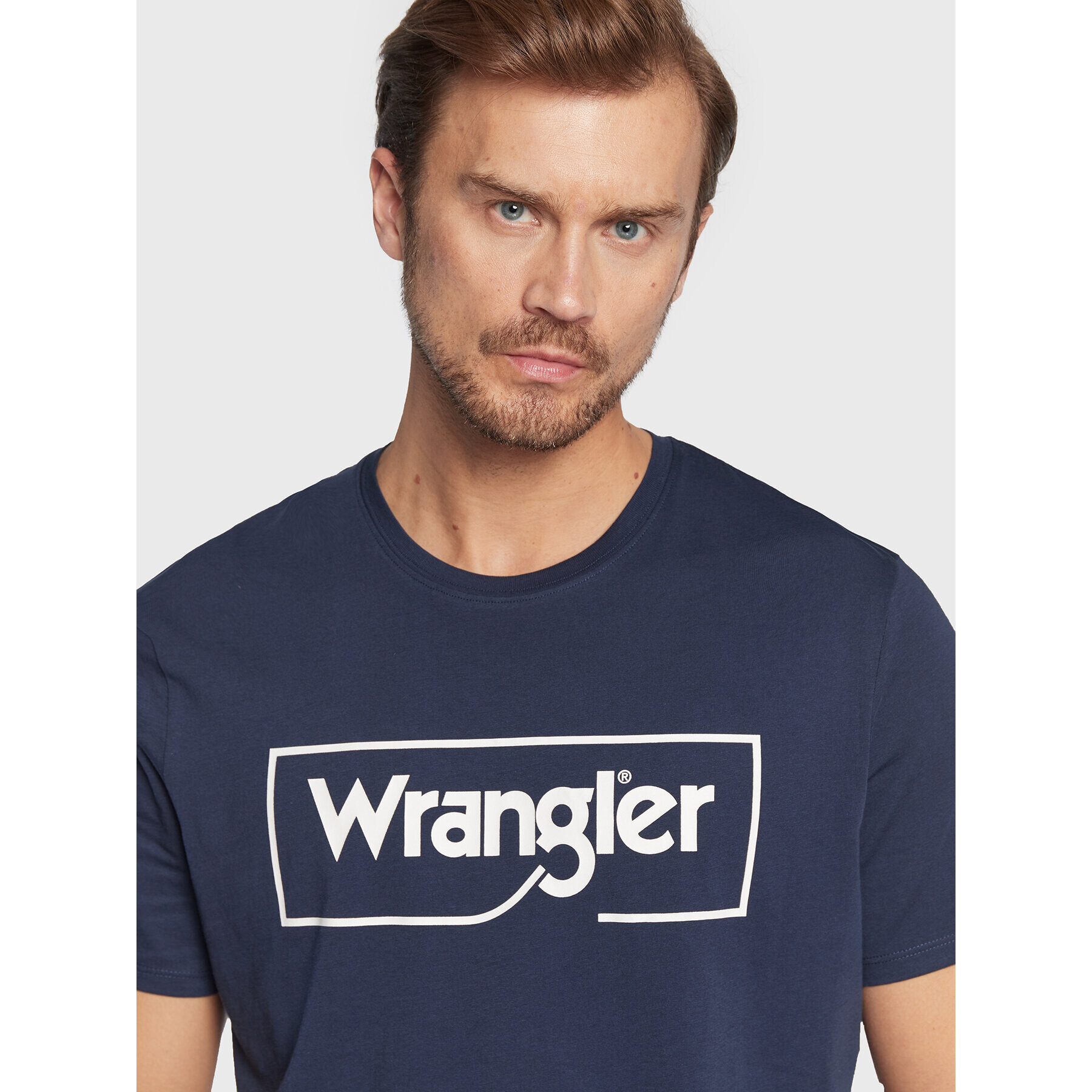 Wrangler Tricou Frame Logo W70JD3114 112320768 Bleumarin Regular Fit - Pled.ro