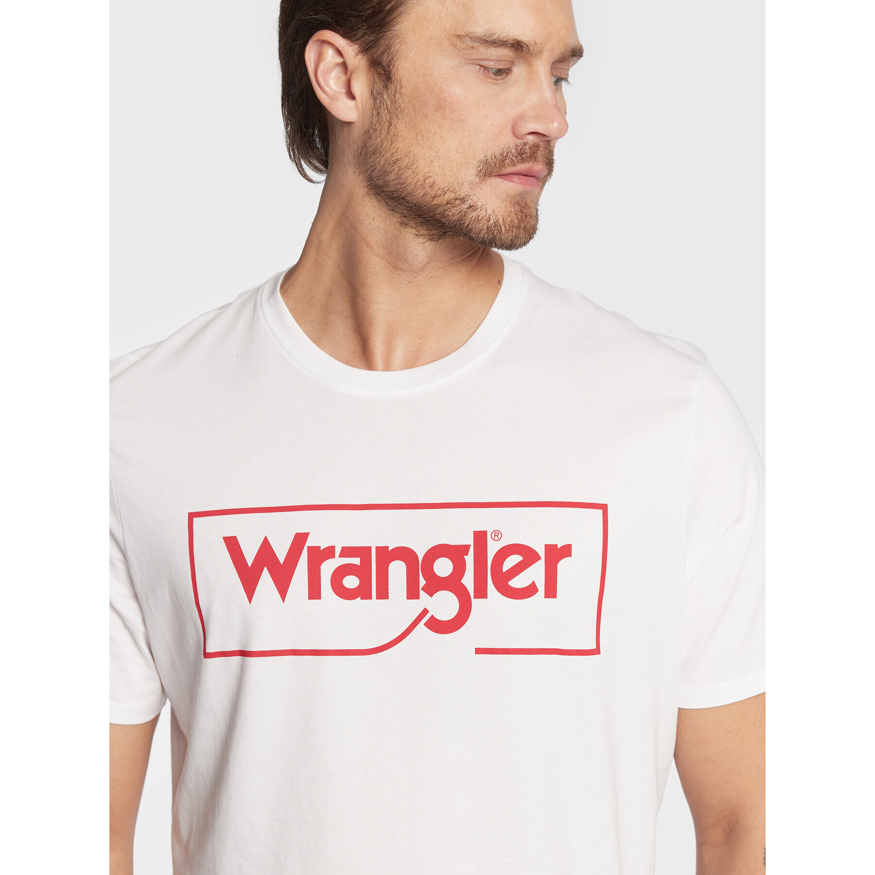 Wrangler Tricou Frame Logo W70JD3989 112319300 Alb Regular Fit - Pled.ro