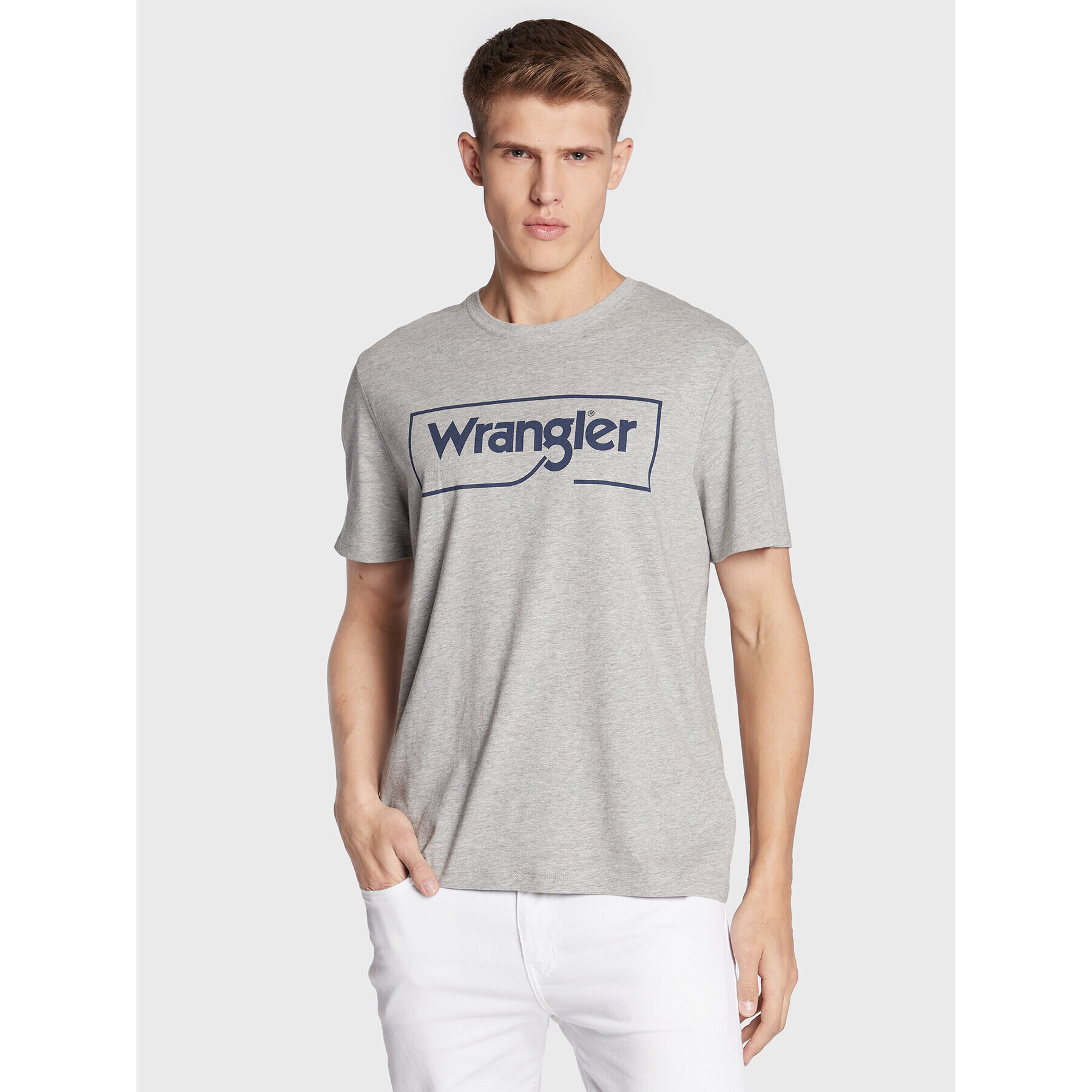 Wrangler Tricou Frame Logo W70JD3X37 112320767 Gri Regular Fit - Pled.ro