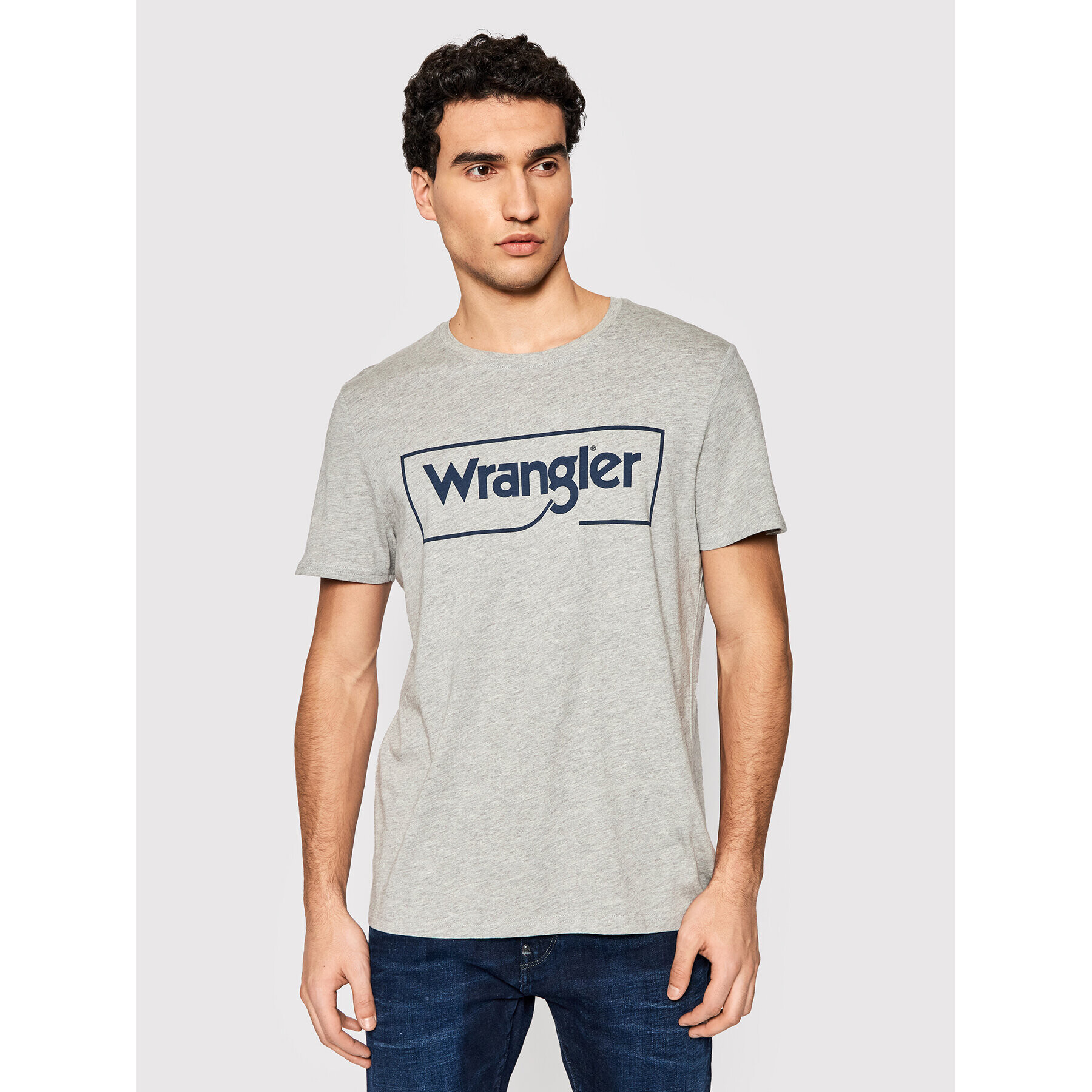 Wrangler Tricou Frame Logo W7H3D3X37 Gri Regular Fit - Pled.ro