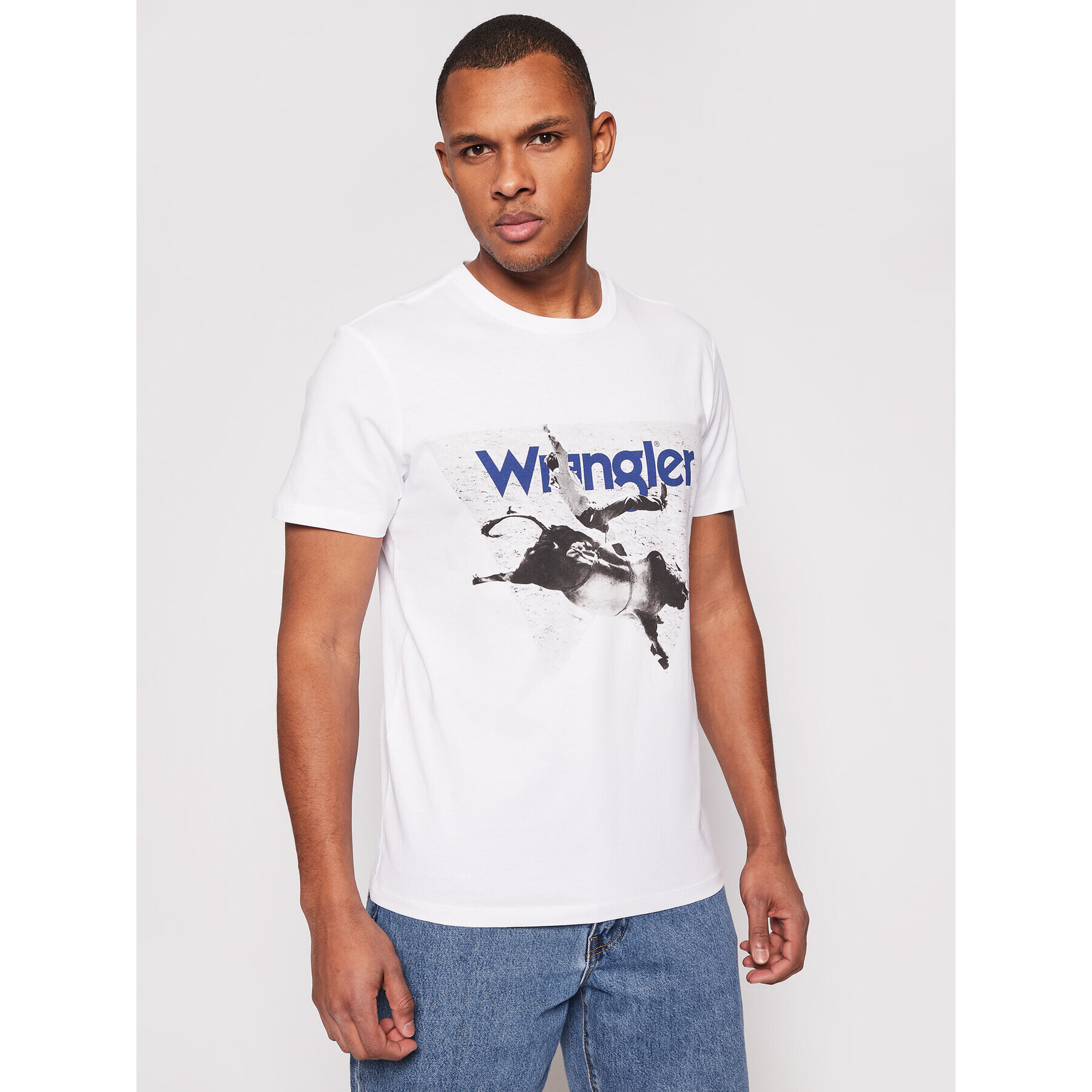 Wrangler Tricou Photo W W7G7D3989 Alb Regular Fit - Pled.ro