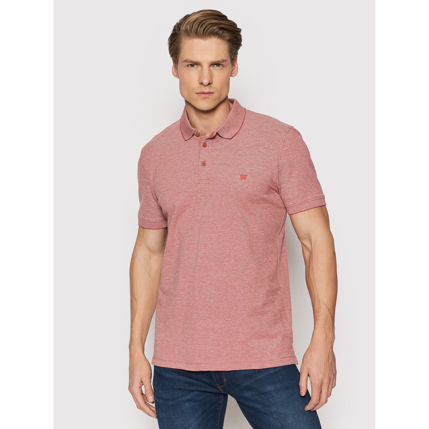 Wrangler Tricou polo Refined W7H7KER11 Roșu Regular Fit - Pled.ro