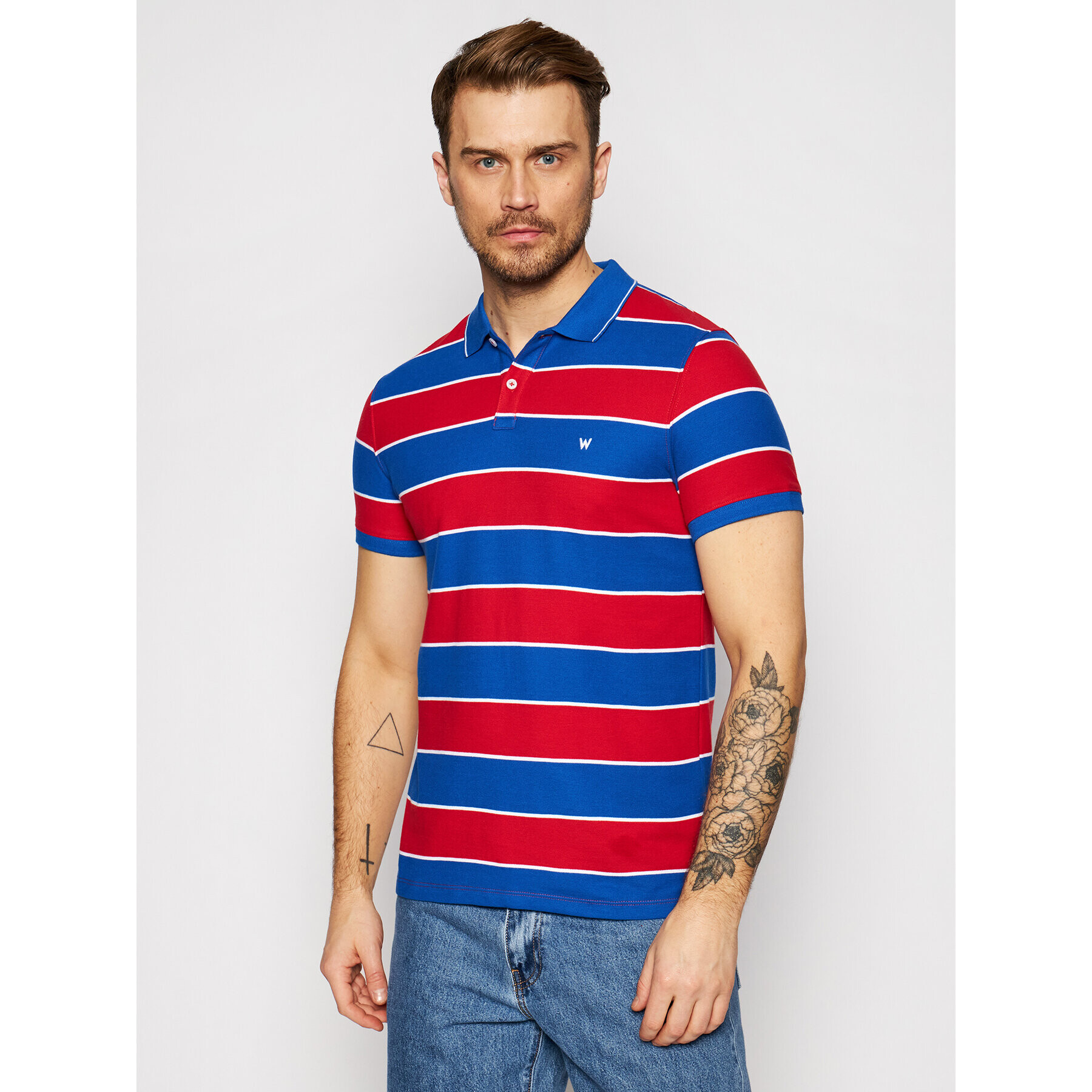 Wrangler Tricou polo Ss Yd Stripe W7ALKFXA4 Colorat Regular Fit - Pled.ro