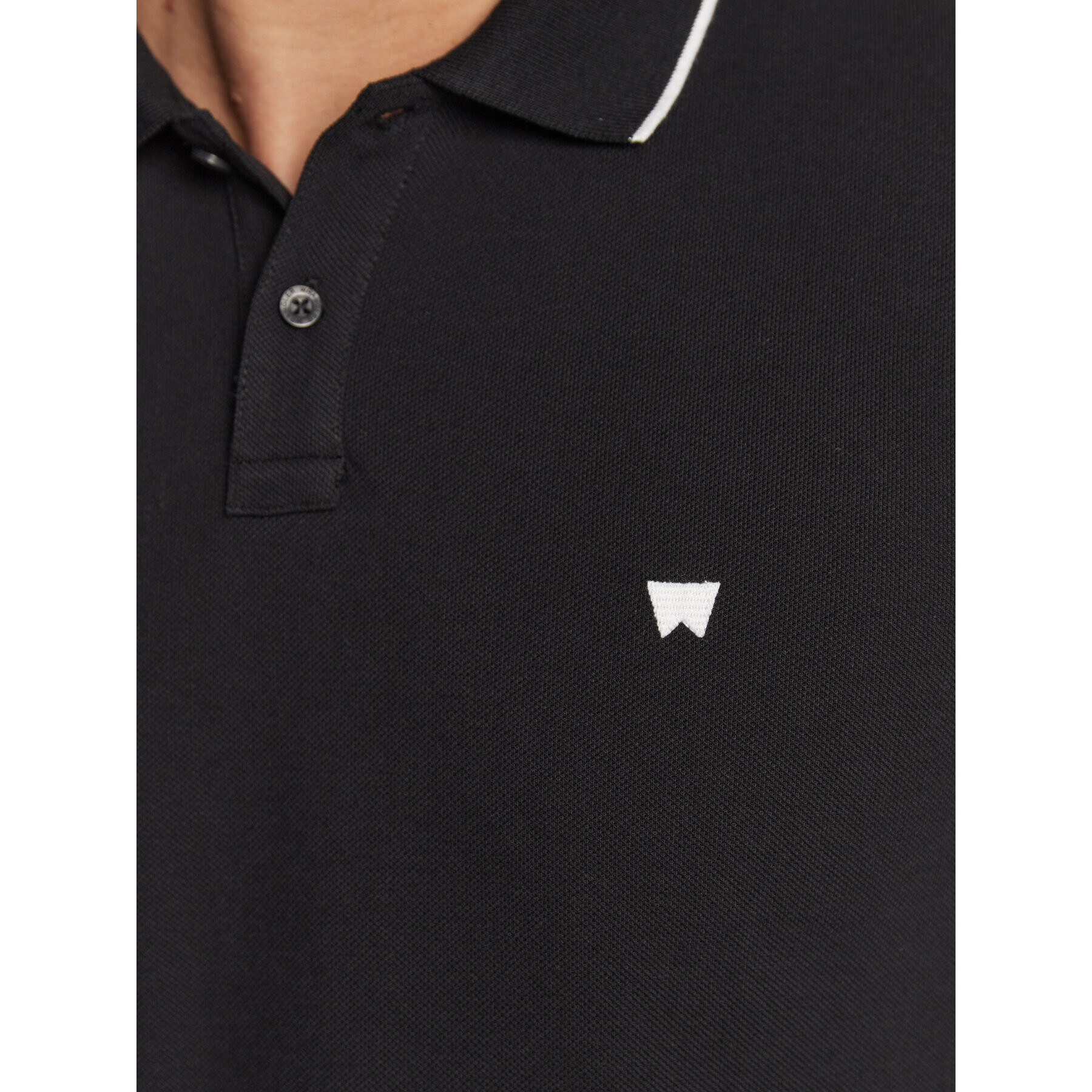 Wrangler Tricou polo W7BHK4100 112324468 Negru Regular Fit - Pled.ro