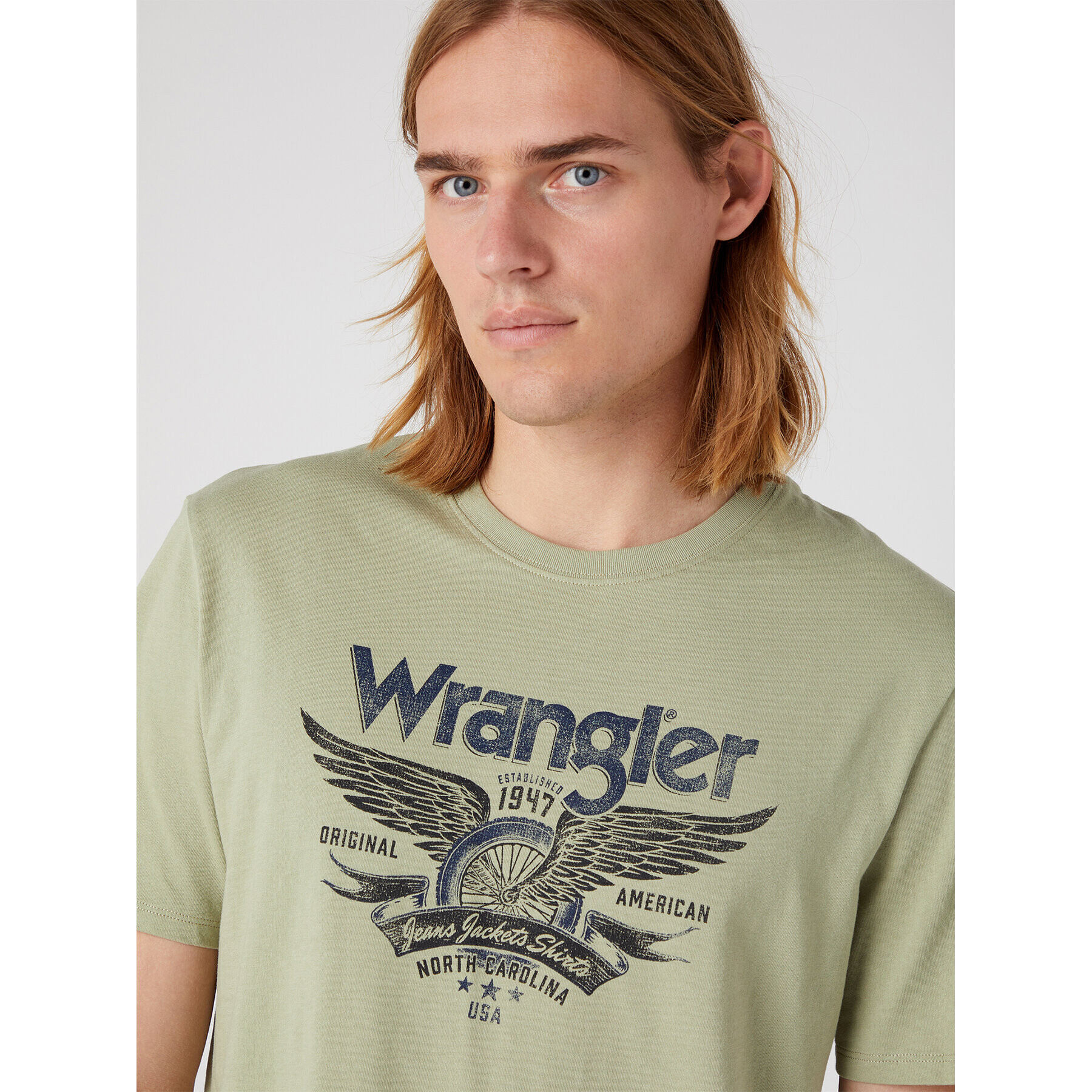 Wrangler Tricou W70PEEG15 112331868 Verde Regular Fit - Pled.ro