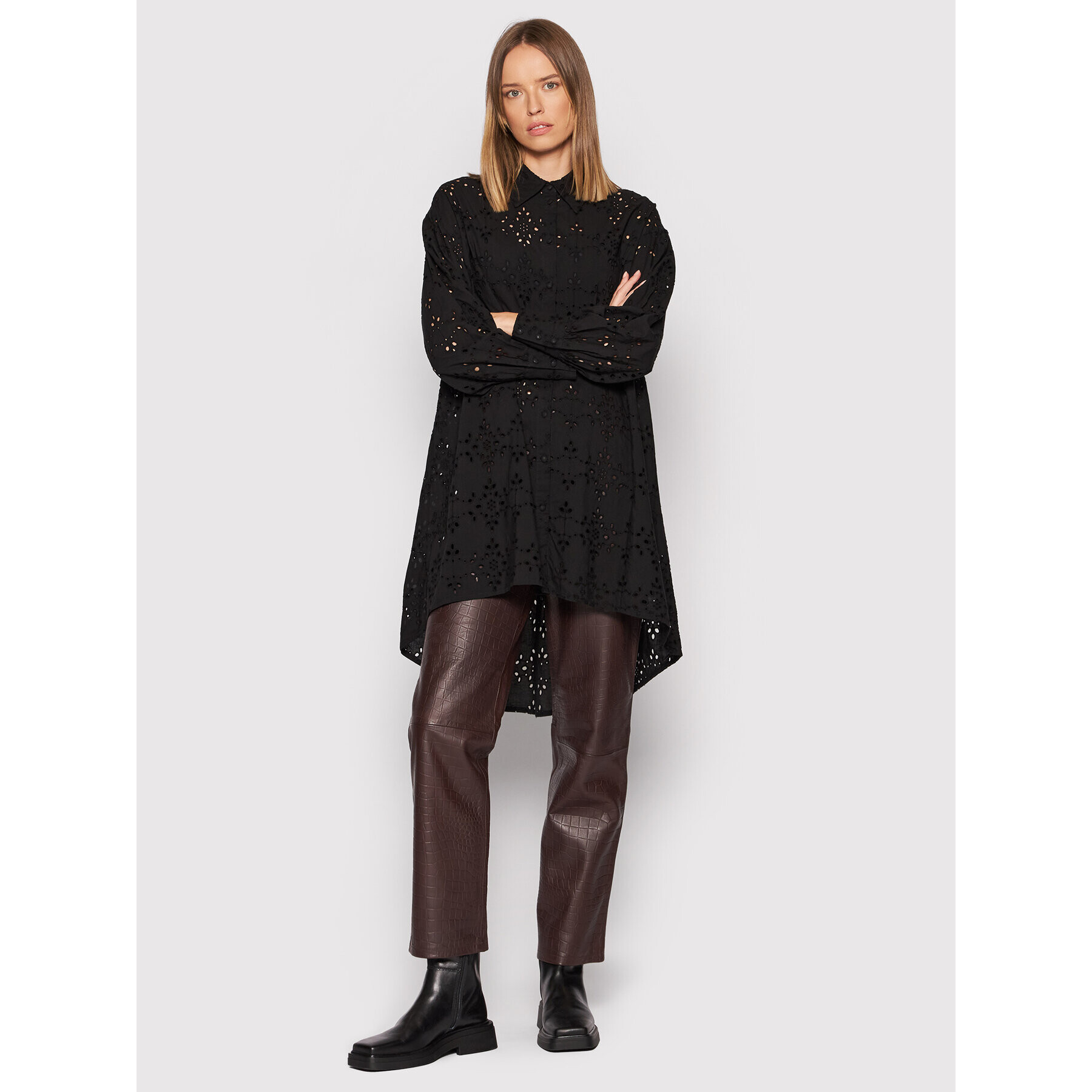 YAS Cămașă Riveri 26024730 Negru Relaxed Fit - Pled.ro