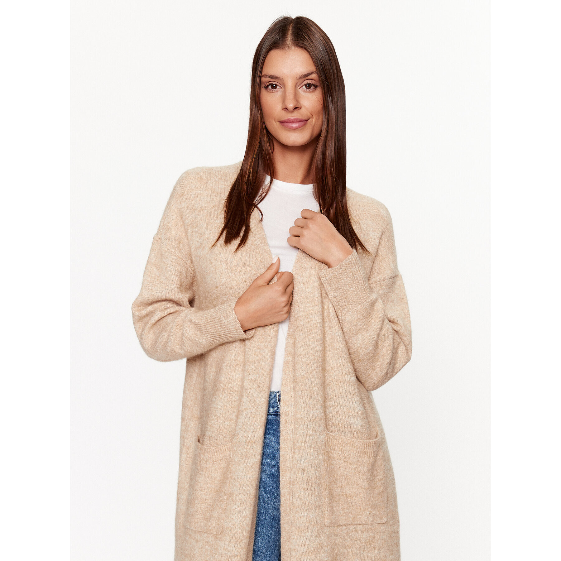 YAS Cardigan 26030702 Bej Loose Fit - Pled.ro