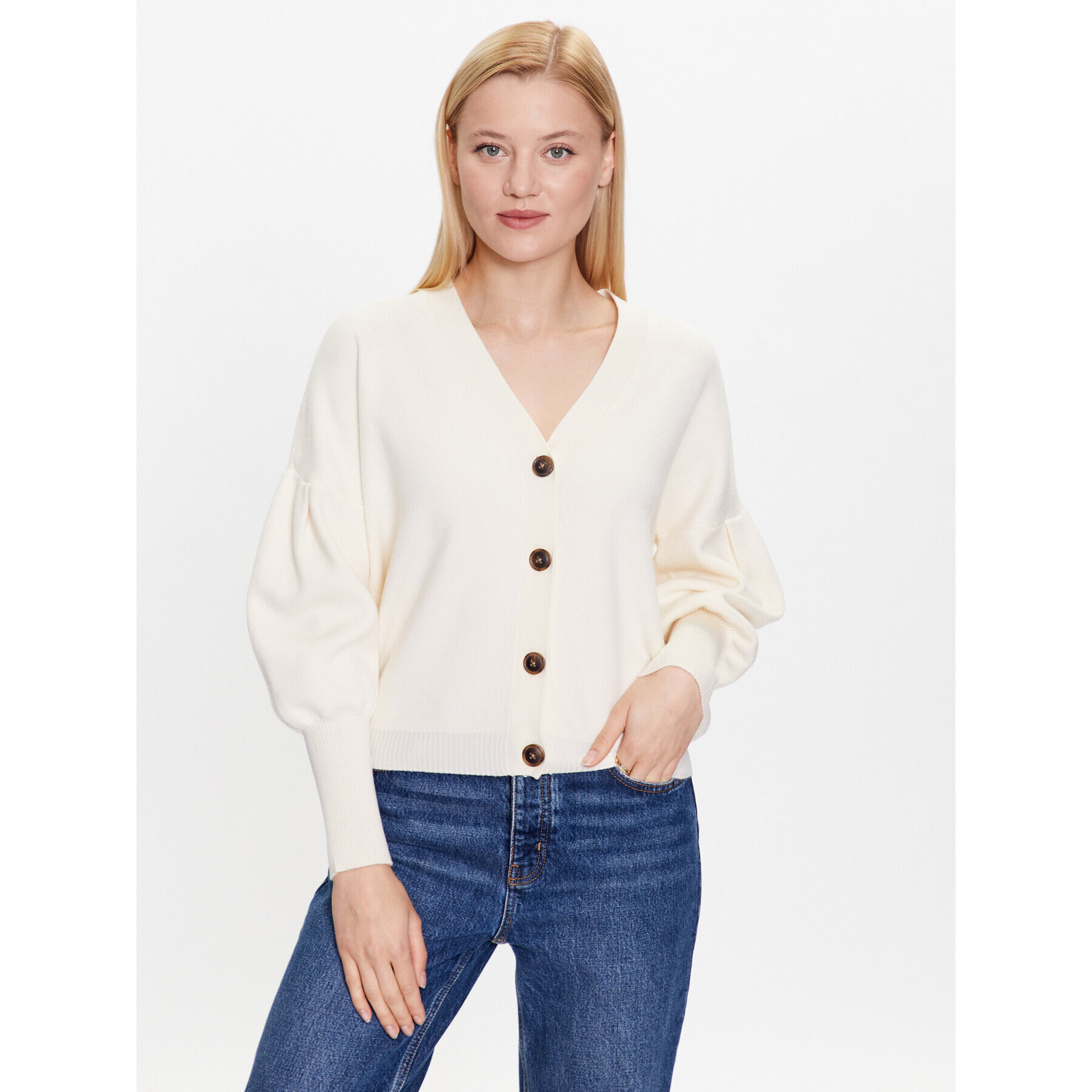 YAS Cardigan Fonna 26028024 Bej Relaxed Fit - Pled.ro