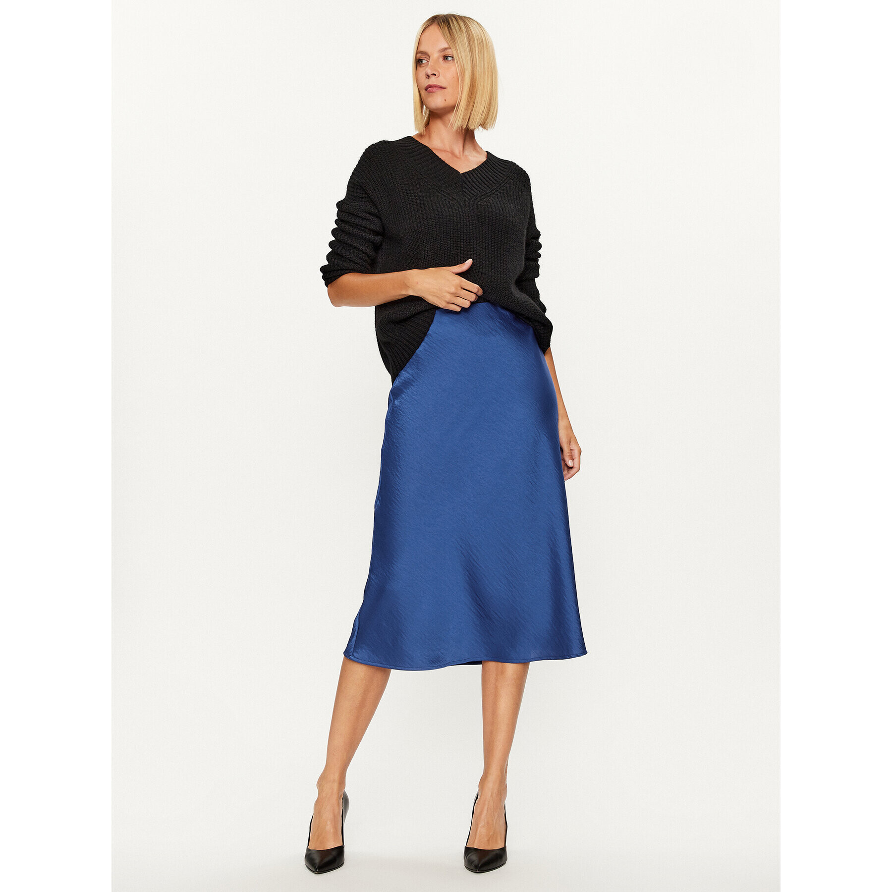 YAS Fustă midi 26024213 Bleumarin Regular Fit - Pled.ro