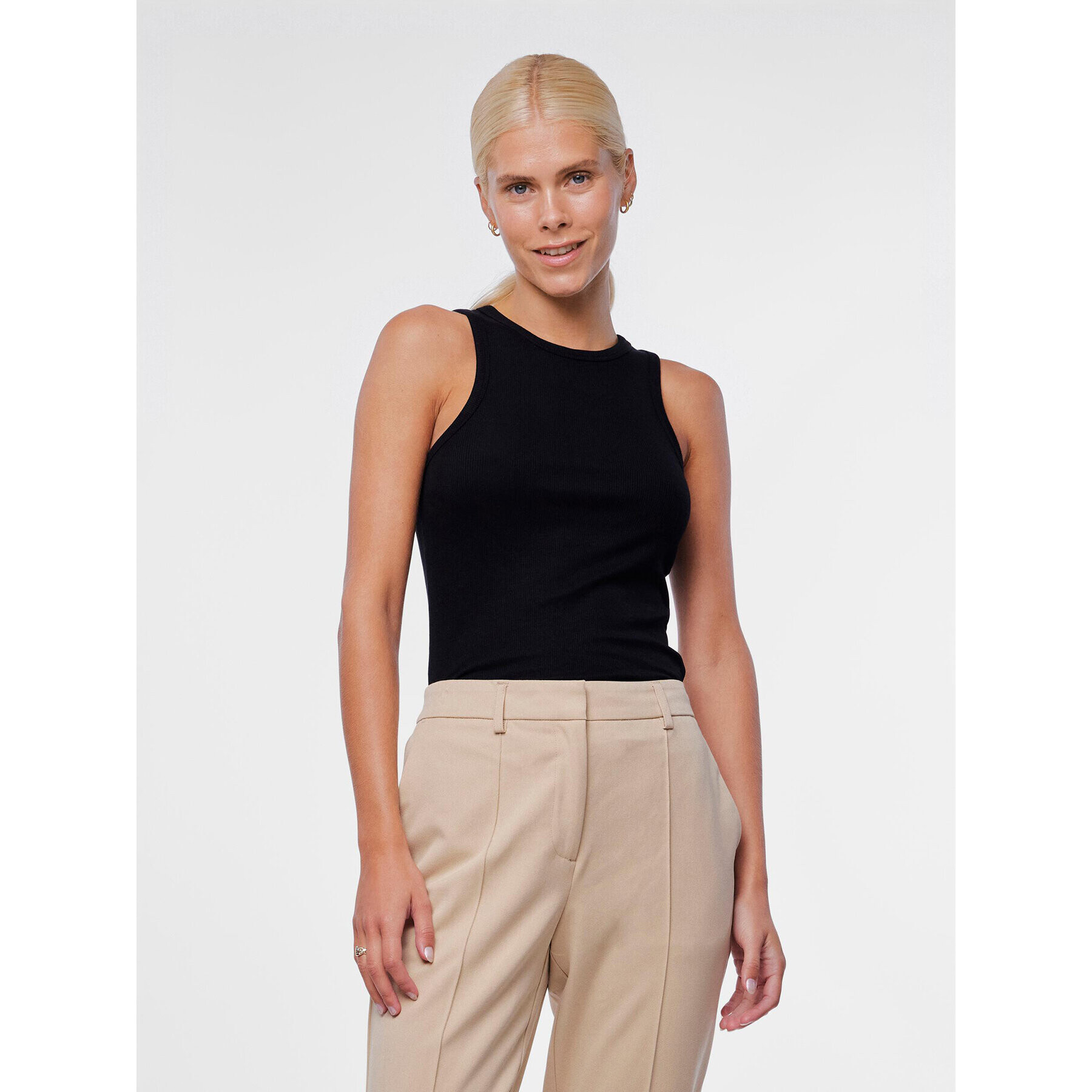 YAS Pantaloni chino Scoop 26032835 Bej Regular Fit - Pled.ro