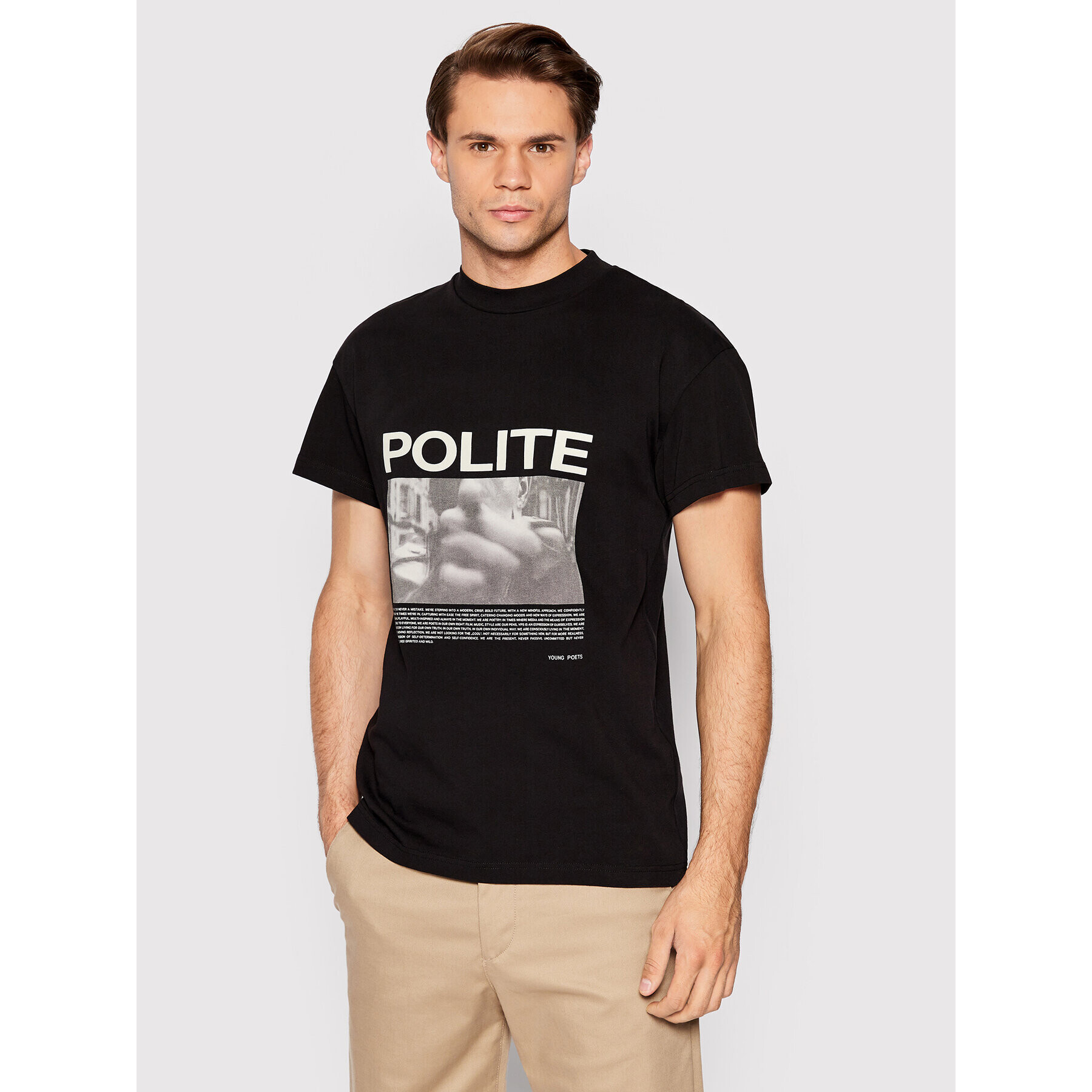 Young Poets Society Tricou Polite Daylen 107078 Negru Regular Fit - Pled.ro