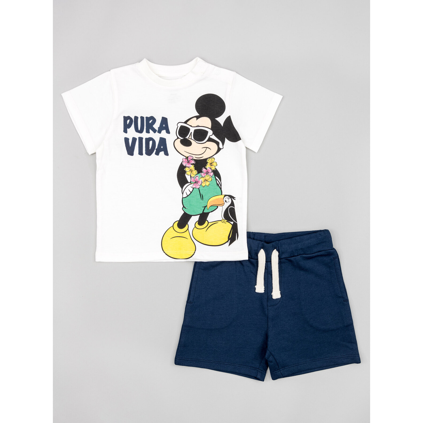 Zippy Set tricou și pantaloni scurți Myszka Miki ZBBAP0602 23002 Alb Regular Fit - Pled.ro