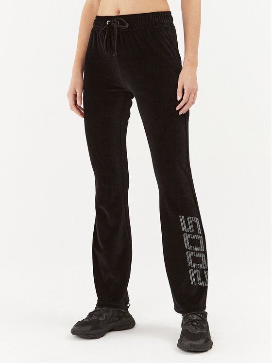 2005 Pantaloni trening Velour Negru Straight Fit