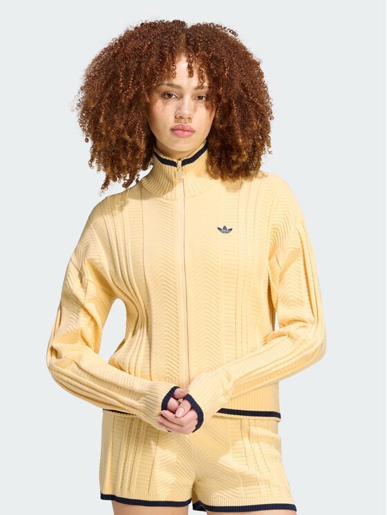 adidas Cardigan Cable Knit Firebird Track Top KR7047 Regular Fit