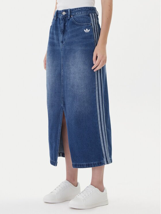 adidas Fustă de blugi adicolor 3-Stripes JW2658 Regular Fit