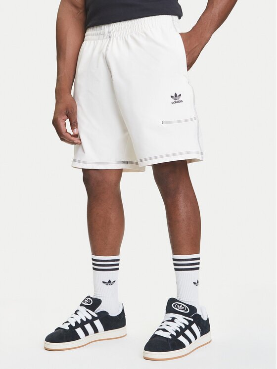adidas Pantaloni scurți sport Trefoil Essentials KA8541 Écru Loose Fit