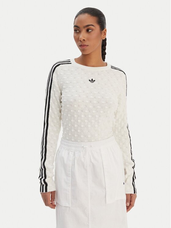 adidas Pulover Solid Spike KS6461 Écru Slim Fit