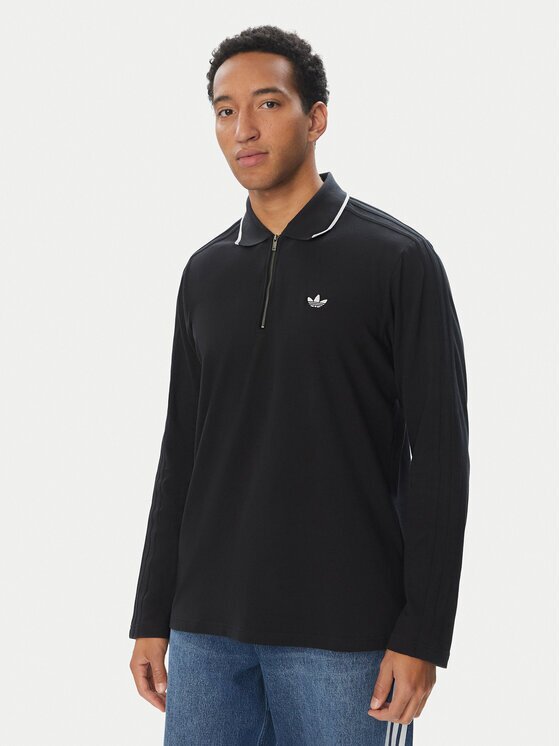 adidas Tricou polo 3 Stripes Engineered Rib Long Sleeve Polo KE4133 Regular Fit