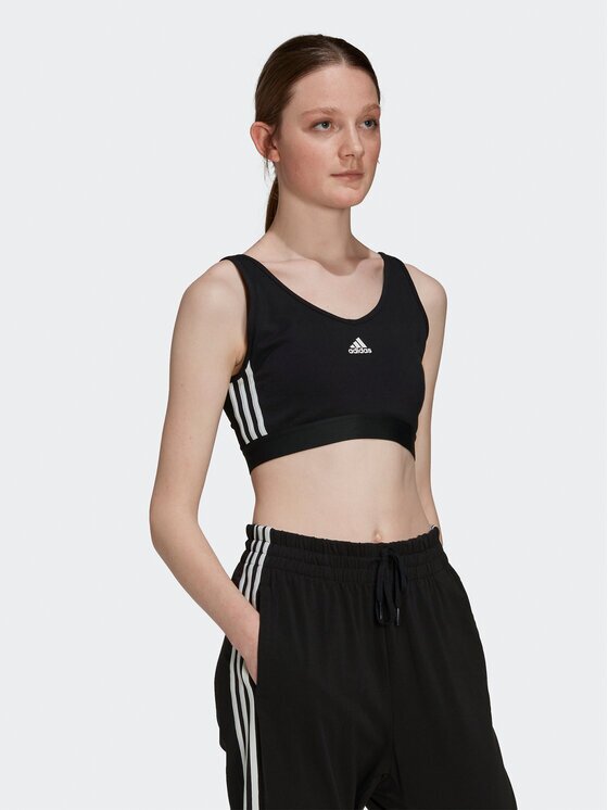 adidas Tricou tehnic Essentials 3-Stripes Crop Top With Removable Pads GS1343