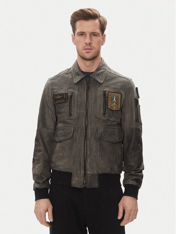 Aeronautica Militare Geacă de piele 251PN5047PL00300 Regular Fit
