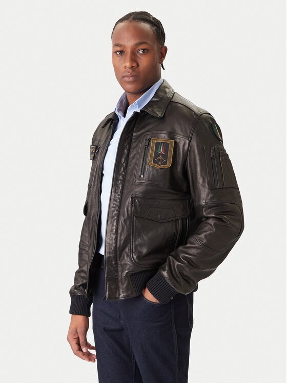Aeronautica Militare Geacă de piele 252PN0846U100839 Regular Fit