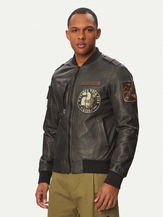 Aeronautica Militare Geacă de piele 261PN5055U100839 Regular Fit