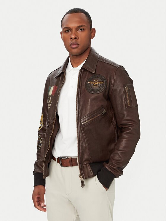 Aeronautica Militare Geacă de piele 261PN5056U100839 Regular Fit