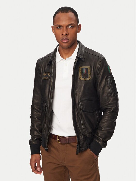 Aeronautica Militare Geacă de piele 261PN5057U100839 Regular Fit