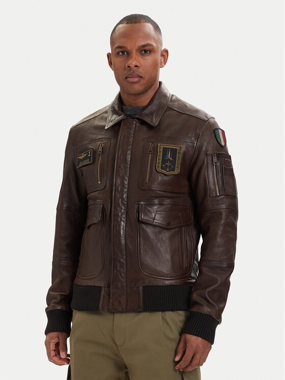 Aeronautica Militare Geacă de piele 261PN5058U100839 Regular Fit