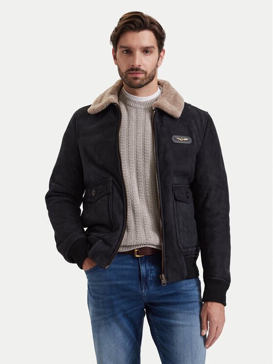 Aeronautica Militare Geacă de piele 262PN0167U100876 Regular Fit