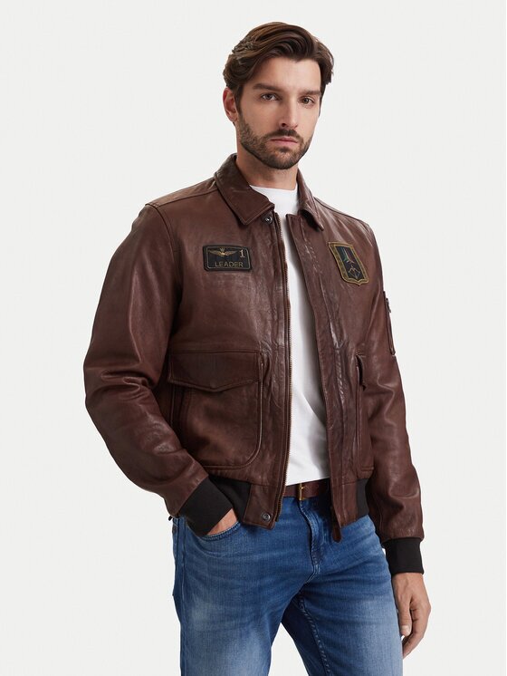 Aeronautica Militare Geacă de piele 262PN0895U100839 Regular Fit