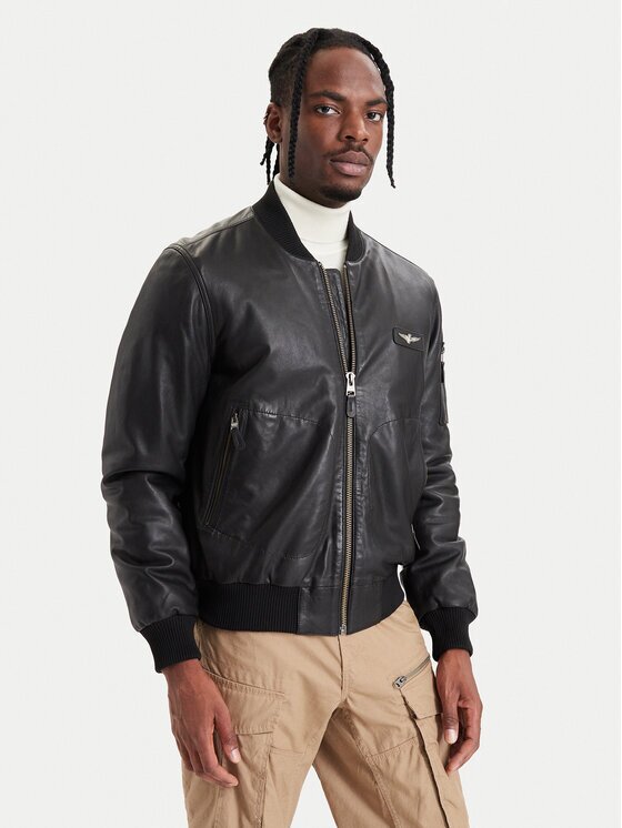 Aeronautica Militare Geacă de piele 262PN0966UPL00328 Regular Fit