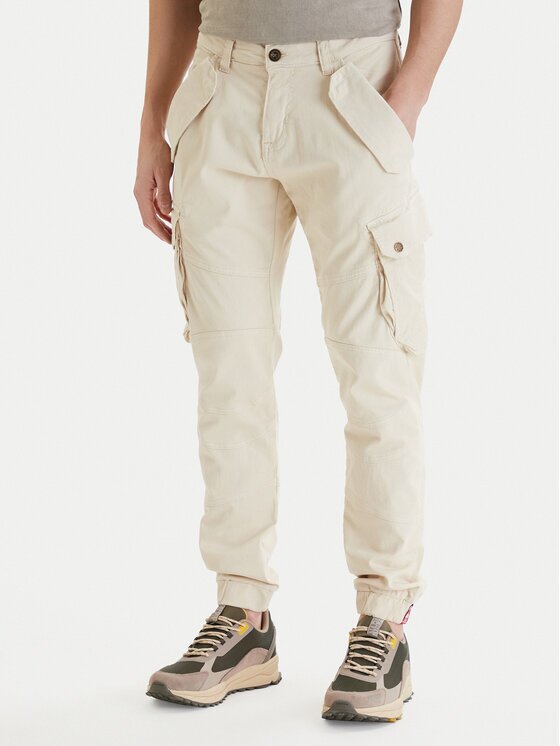 Alpha Industries Pantaloni din material Combat 126215 Écru Slim Fit