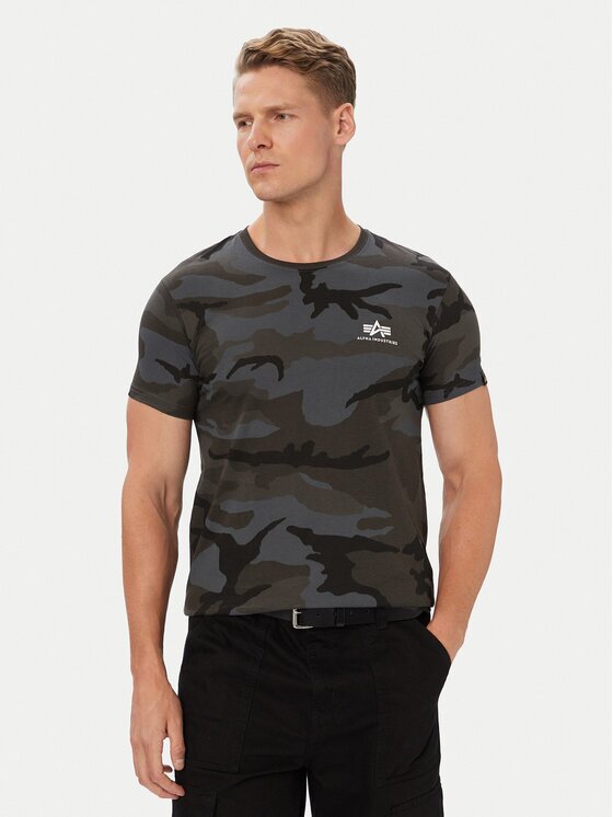 Alpha Industries Tricou Basic T Small Logo Camo 188505C Gri Regular Fit