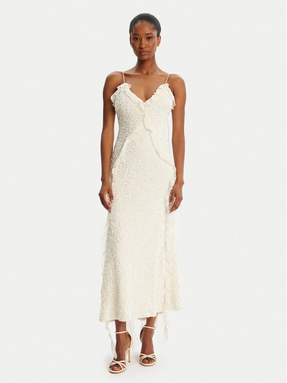 BARDOT Rochie cocktail Marsella Ruffle 59338DB1 Écru Regular Fit