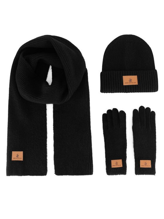 Beverly Hills Polo Club Set căciulă fular și mănuși BHPC-MC-001-AW24 Negru