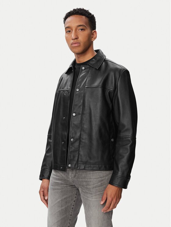 Boss Geacă de piele Joban 50562532 Regular Fit