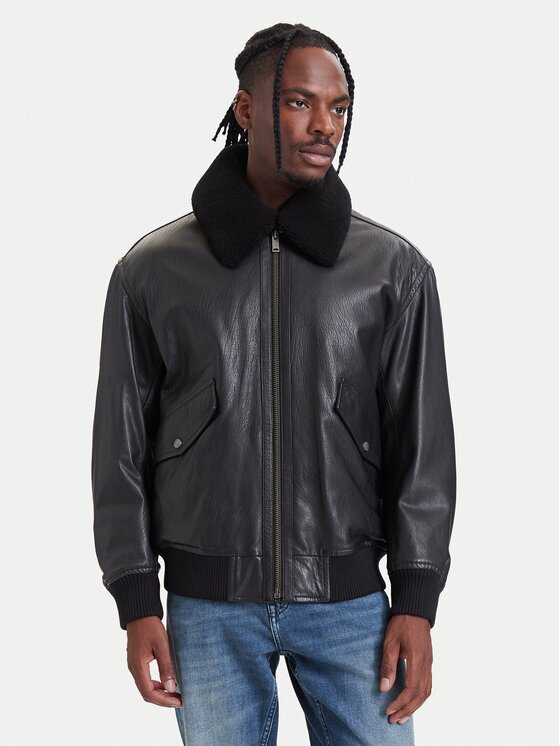 Boss Geacă de piele Jopeak 50566594 Regular Fit