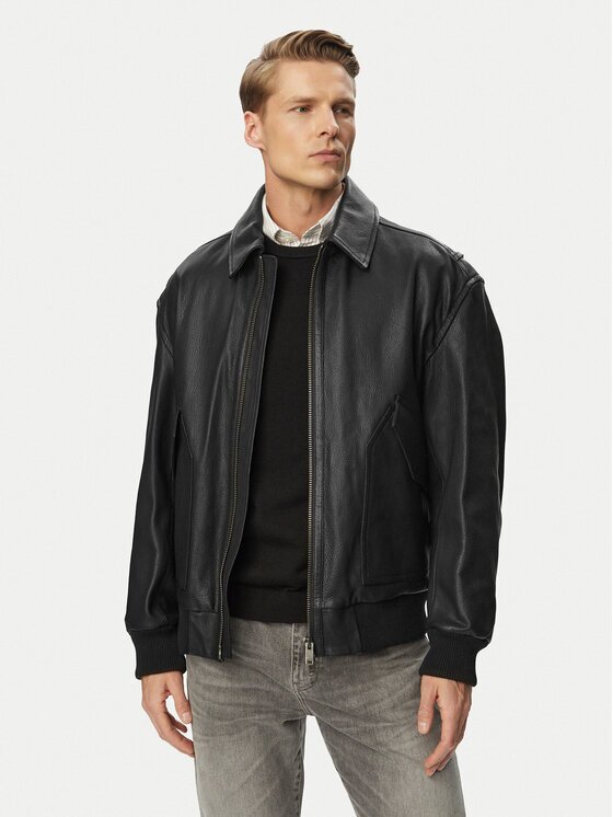 Boss Geacă de piele Josual 50568175 Regular Fit